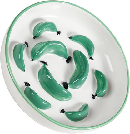 Ceramic Cat Slow Feeder Bowl - Vibrant Cat Feeding Bowl - Cute Maze Food Dish for Slow Eating