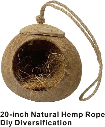 Bird Nest for Cage Natural Coconut Shell Birds House 2 Pack Parakeet Hide Breeding Hut Bird Cage