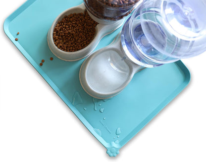 Hoki Found Large Silicone Pet Food Mats - Non Slip Bowl Placemats - Waterproof Dog Cat Food Mats