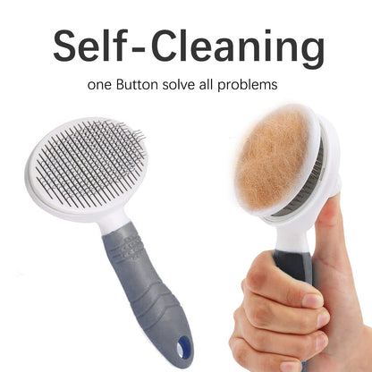 Cat Self Cleaning Slicker Brush, Pets Skin Friendly Grooming Brushes for Shedding Dogs Cats Hair