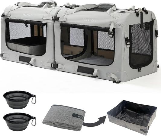 Extra Large Cat Carrier Soft Sided, Portable Small Dog Carrier for 2 Cats, 24"x16.5"x16" Car Travel