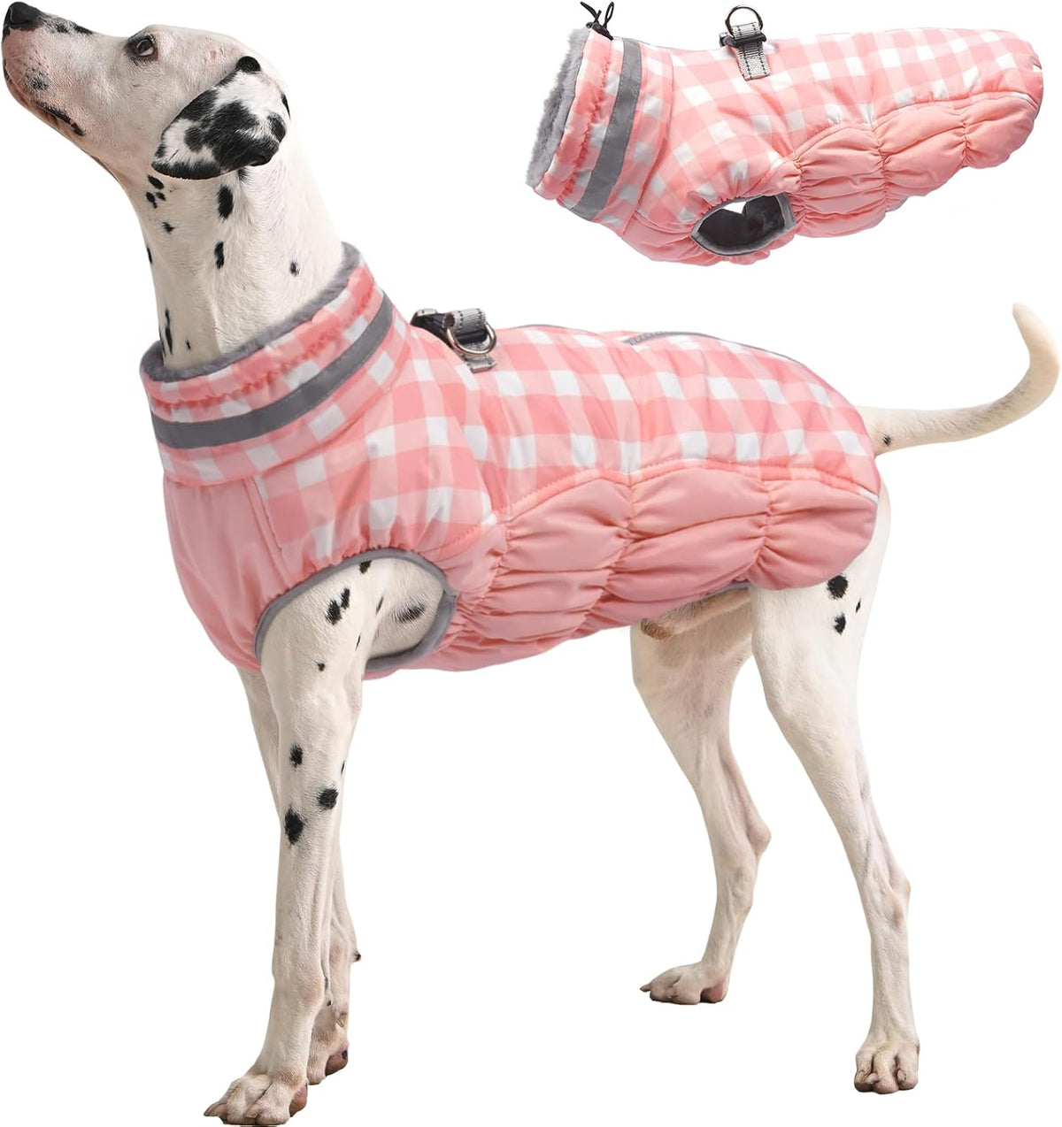 FUAMEY Dog Coat for Large Dogs,Waterproof Dog Winter Jacket with Harness Built in Puppy Cold