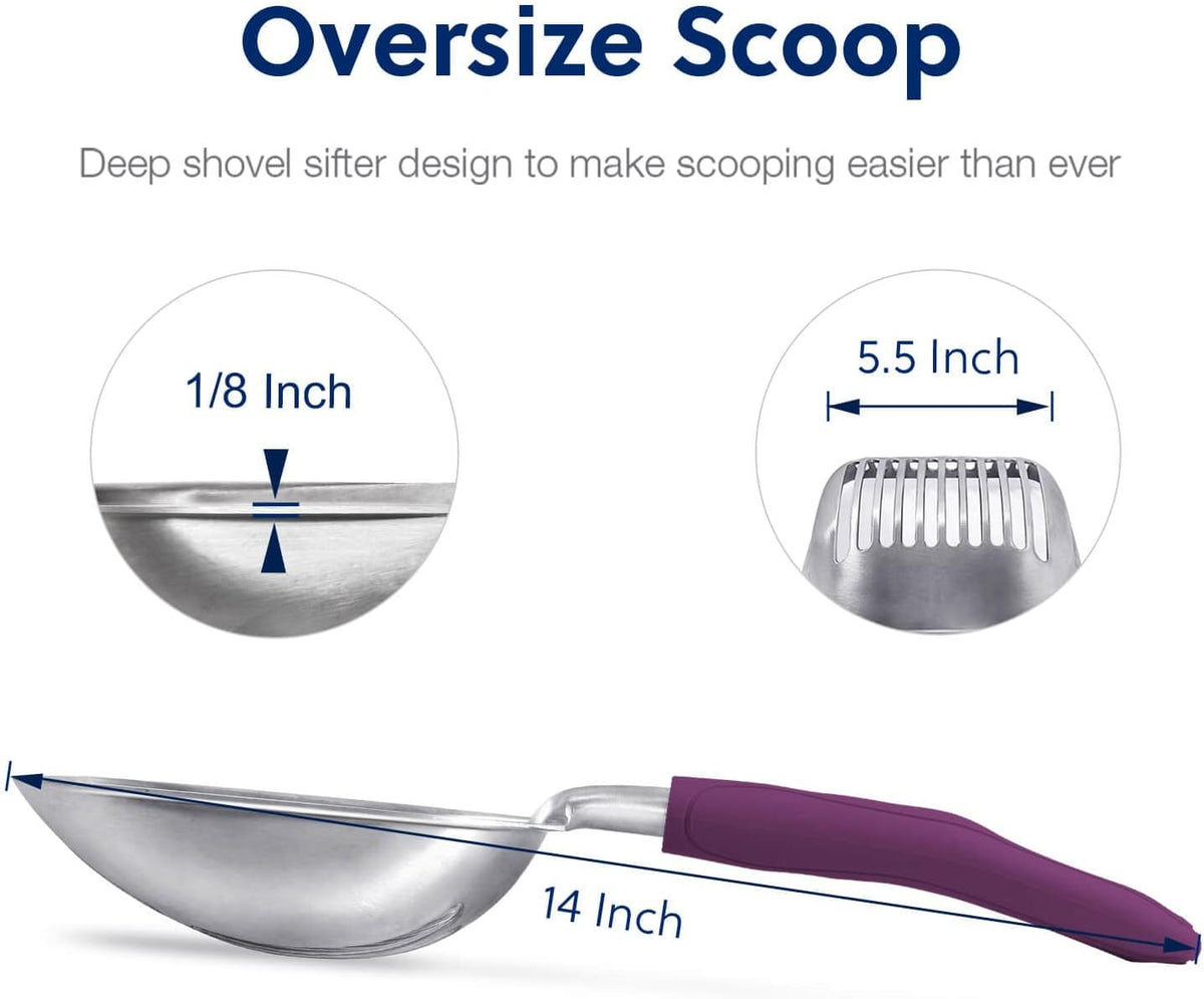 WePet Cat Litter Scoop, Aluminum Alloy Sifter, Kitty Metal Scooper, Deep Shovel, Long Handle, Poop