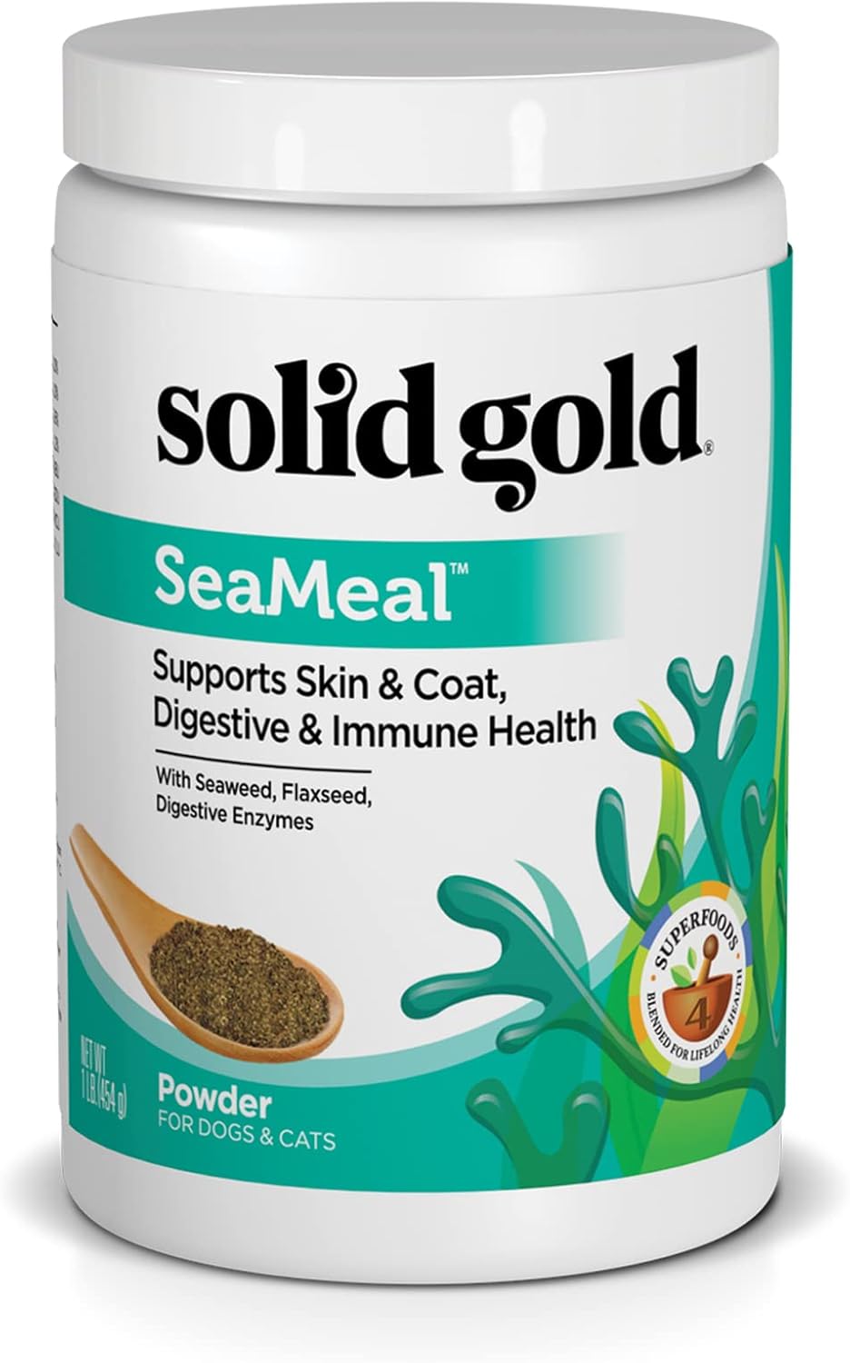 Solid Gold Cat & Dog Multivitamin Powder - Kelp Powder, Omega 3 & Vitamins for Dental, Digestive