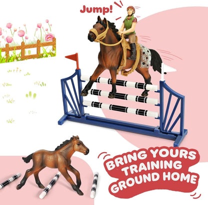 Horse Stable Playset, Horse Toys Set for Girls and Boys with Rider, Farm Animal Figurines Barn