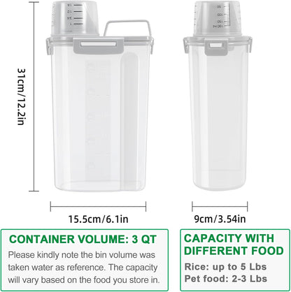 TBMax Rice Container 2 Pack 5 Lbs, Small Pet Dog Cat Food Container Dispenser, Kitchen Cereal