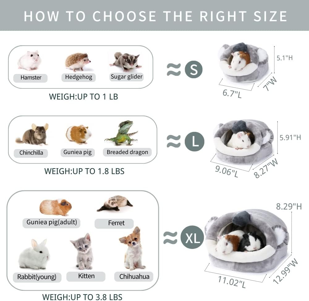 JanYoo Warm Bunny Bed for Rabbits Outdoor Cage Hideout Hut Tent Cave Tunnel Cute House Cotton