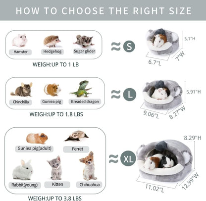 JanYoo Warm Bunny Bed for Rabbits Outdoor Cage Hideout Hut Tent Cave Tunnel Cute House Cotton
