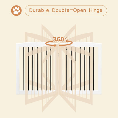 Freestanding Pet Gate for Dogs, Foldable Wooden Dog Gate for House, Extra Wide Indoor Pet Barrier