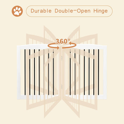 Freestanding Pet Gate for Dogs, Foldable Wooden Dog Gate for House, Indoor Dog Gate for Stair
