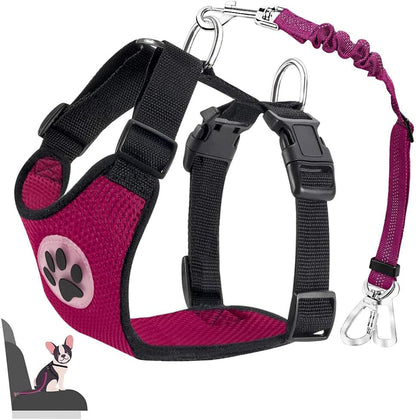 Lukovee Dog Seat Belt for Car, Adjustable Dog Car Harness for Large Medium Small Dogs, Soft Padded