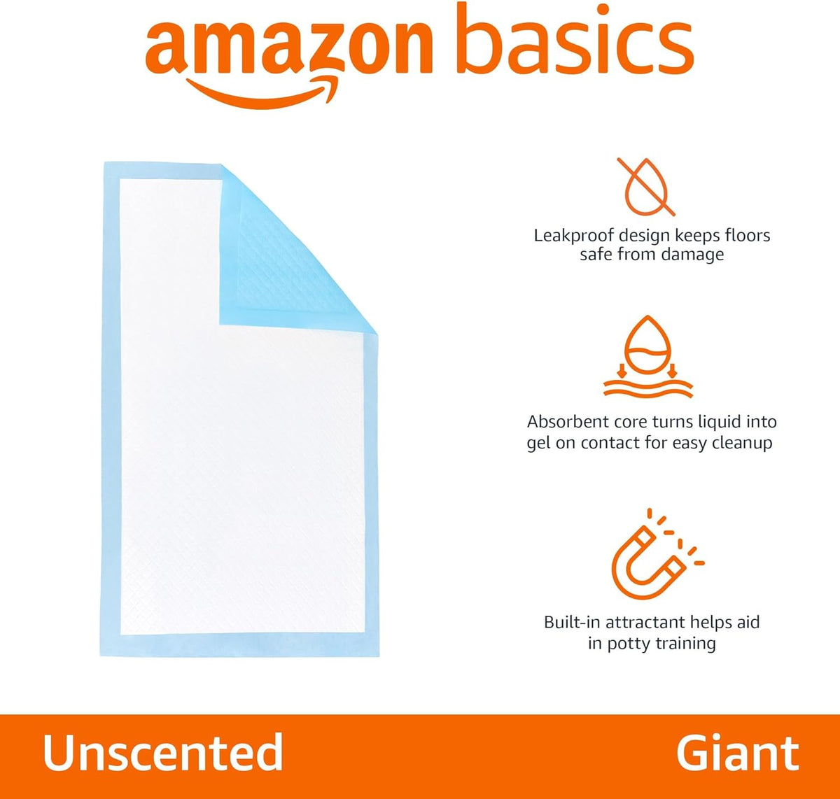 Amazon Basics Absorbent Dog and Puppy Pee Pads with 5-Layer Leak-Proof Design and Quick-Dry Surface