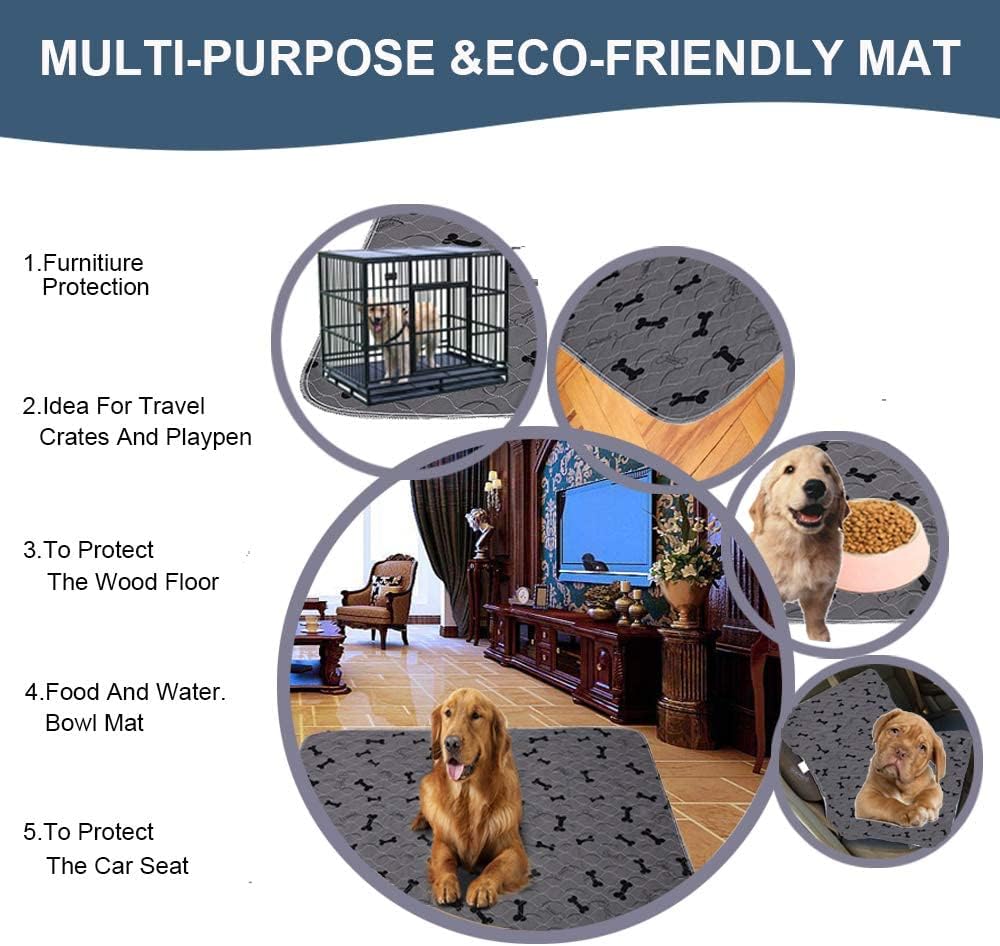 Washable Dog Pee Pads with Free Grooming Gloves,Non Slip Dog Mats with Great Urine