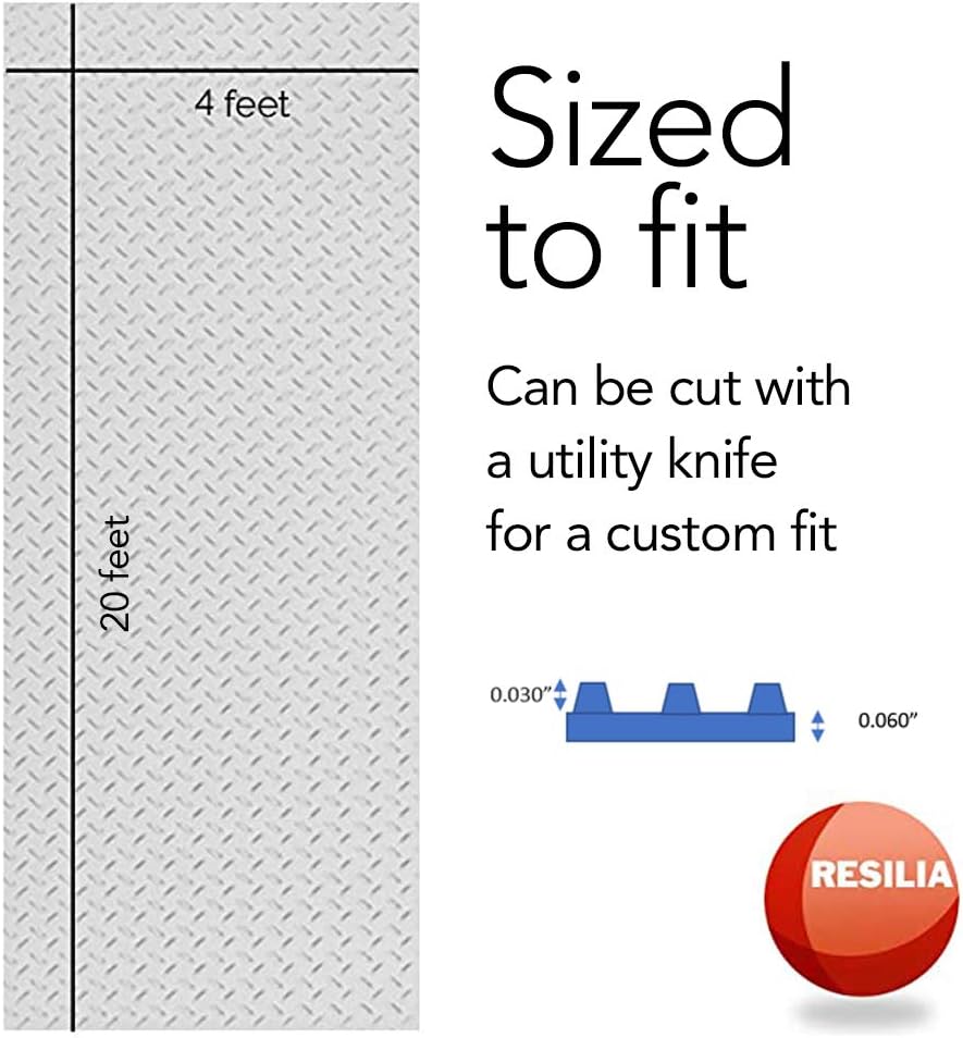 RESILIA Heavy Duty Garage Floor Runner & Protector Mat - Slip Resistant Diamond Plate PVC Mats