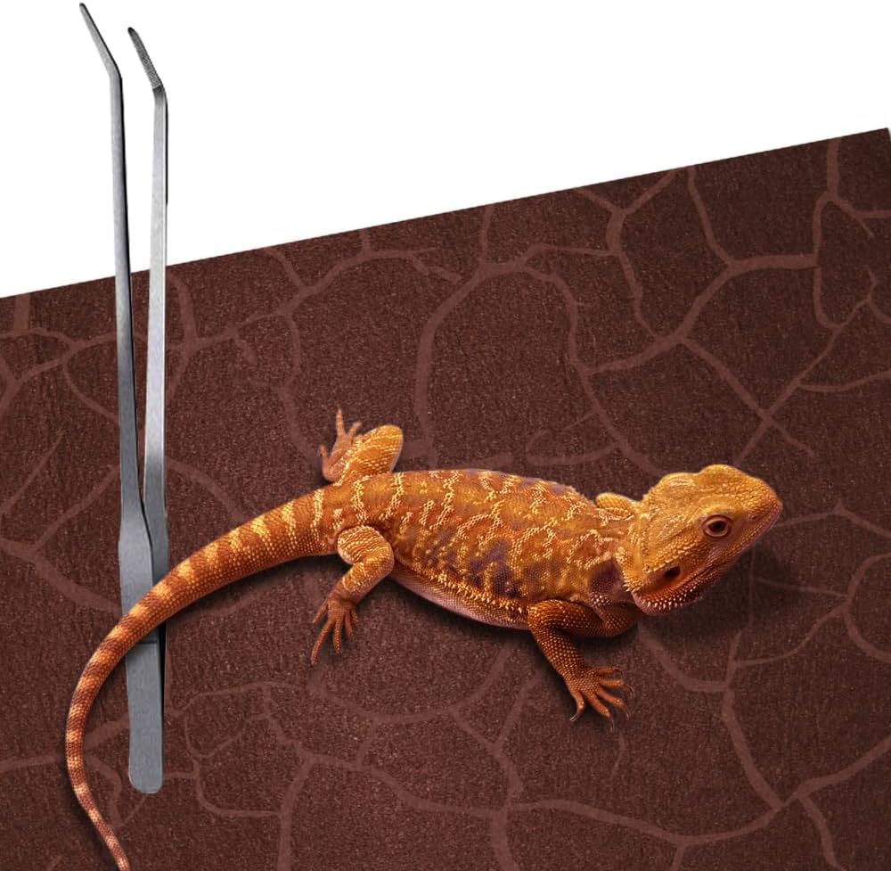 2 Pack Reptile Carpet Desert Reptile Mat & Reversible Substrate, Terrarium Liner Bedding, for