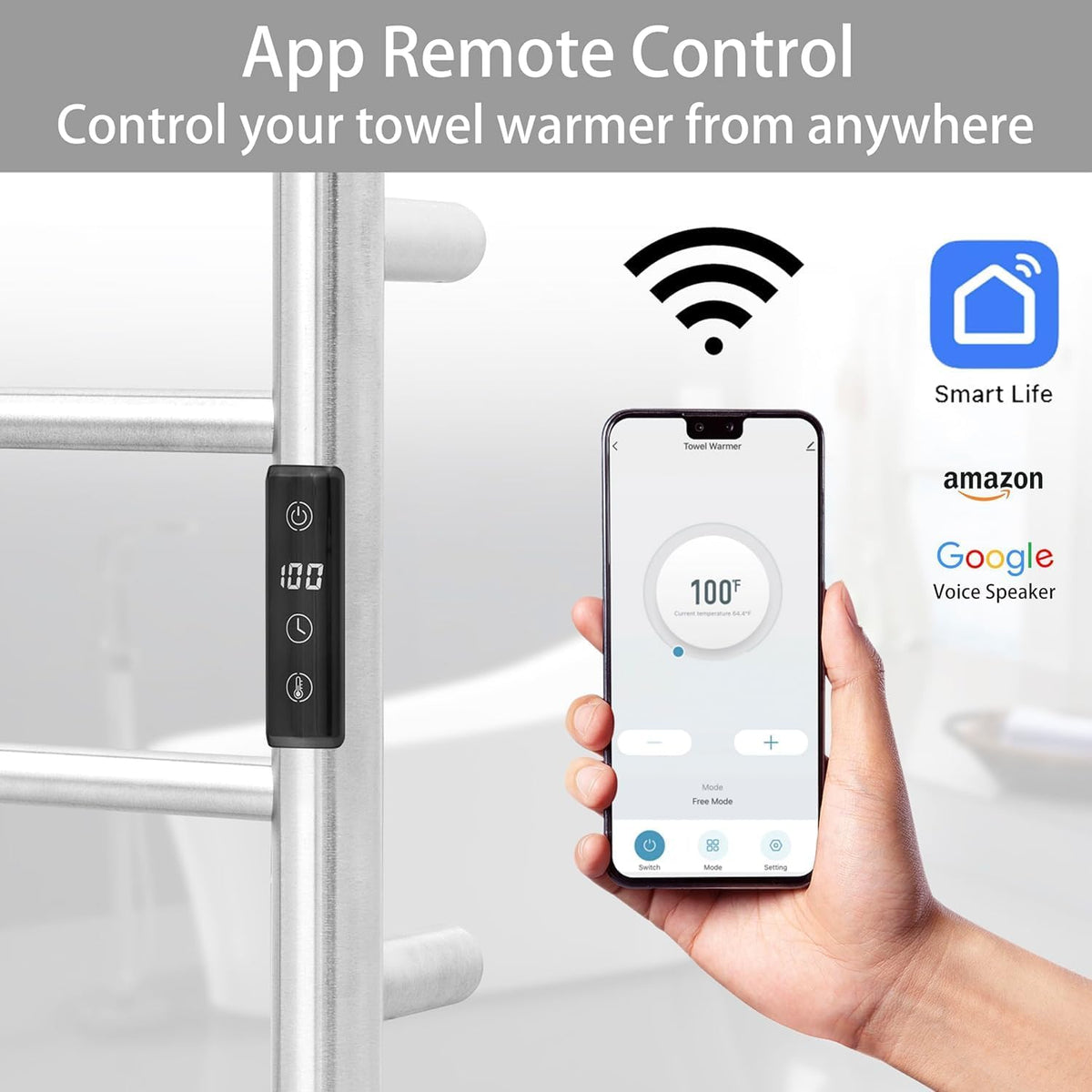 KEG Smart WiFi Towel Warmer Wall Mounted with Built-in Timer and Temperature Adjust Control, 12
