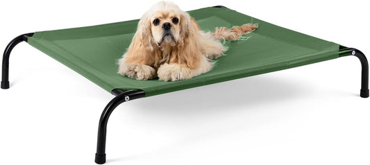 Cooling Elevated Dog Bed with Non-Slip Floor Protectors & Breathable Mesh, Raised Indoor & Outdoor