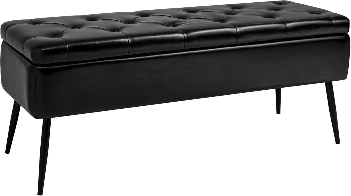 Leather Storage Ottoman Bench,End of Bed Bench for Living Room Bedroom Dinning Room