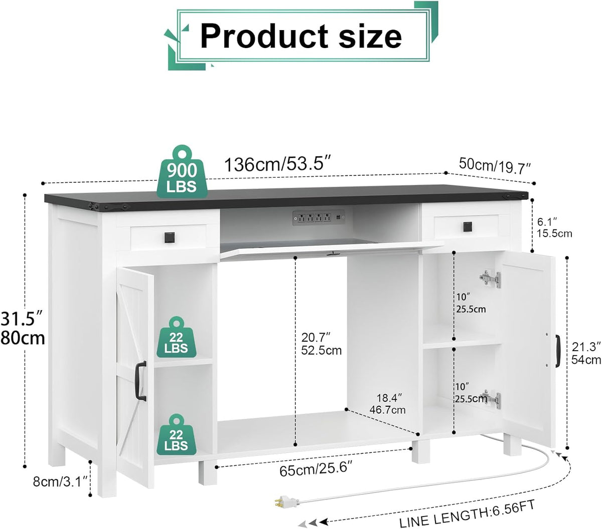 55-75 Gallon Aquarium Stand With Charging Station, Farmhouse Fish Tank Stand, Reptile Tank Stand