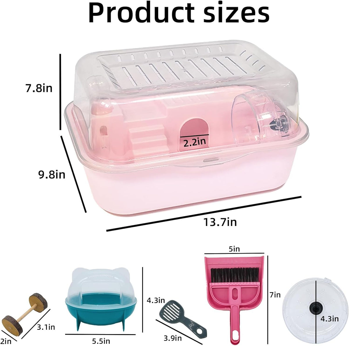 Hamiledyi Small Hamster Cage Clear Plastic Hamster Cage Portable Carrier with Water Bottle Exercise