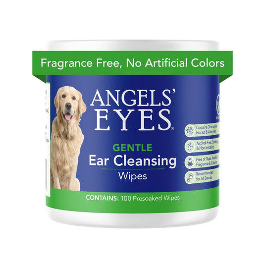 ANGELS' EYES Ear Cleansing Wipes for Dogs & Cats, Removes Dirt, Wax, Odor, Help Reduce Infections &