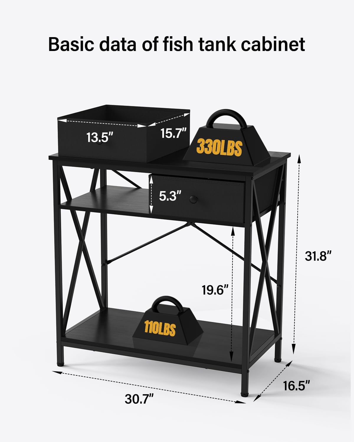 Fish Tank Stand 29 Gallon: Sturdy Aquarium Stand with Accessories Storage - Metal Fish Tank Table
