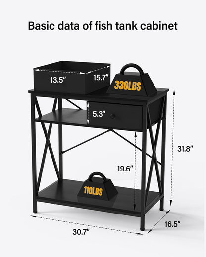 Fish Tank Stand 29 Gallon: Sturdy Aquarium Stand with Accessories Storage - Metal Fish Tank Table