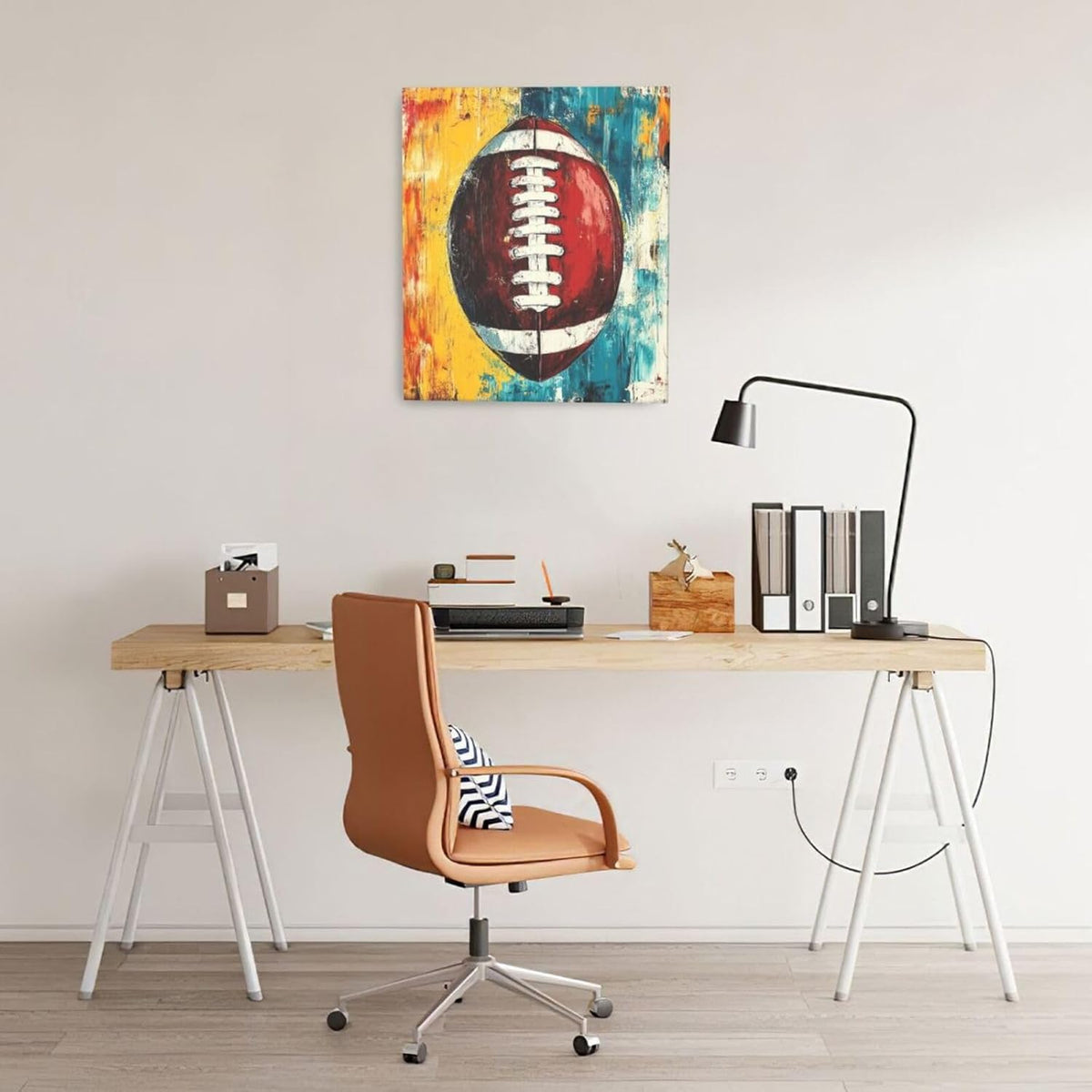 Graffiti Football Bathroom Pictures Wall Art, Rugby Sport Bathroom Wall Decor, Colorful Football