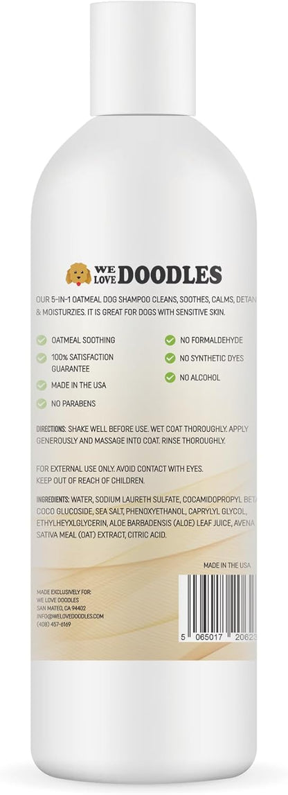 5-in-1 Premium Oatmeal Shampoo for Dogs, Gentle for Itchy & Sensitive Skin, Provides Itch Relief