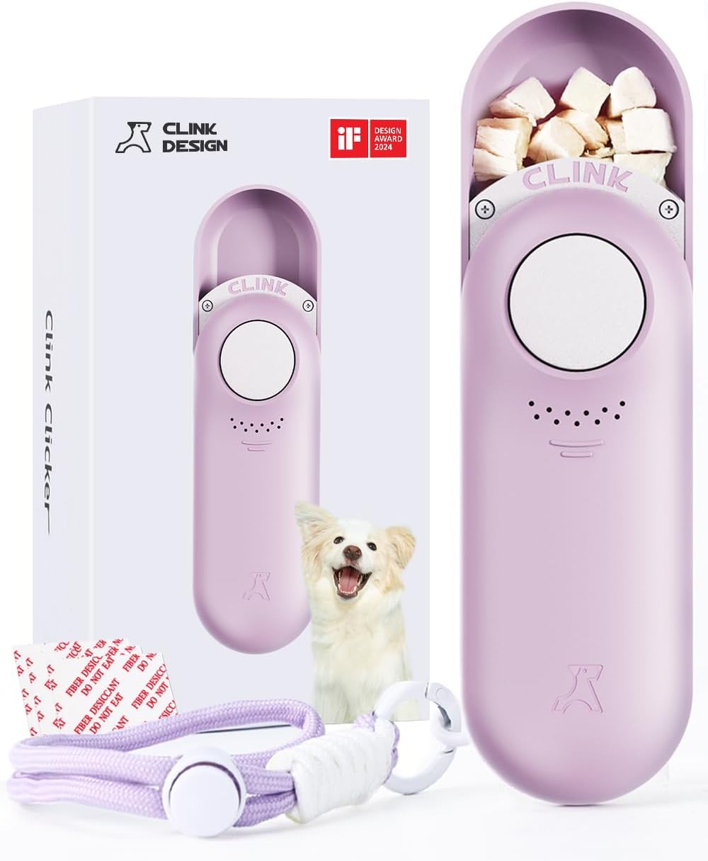 Dog Treat Pouch & Clicker Dog Trainer, Puppy Essentials Dual Use 2 in 1 Dog Clicker for Training
