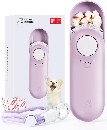 Dog Treat Pouch & Clicker Dog Trainer, Puppy Essentials Dual Use 2 in 1 Dog Clicker for Training