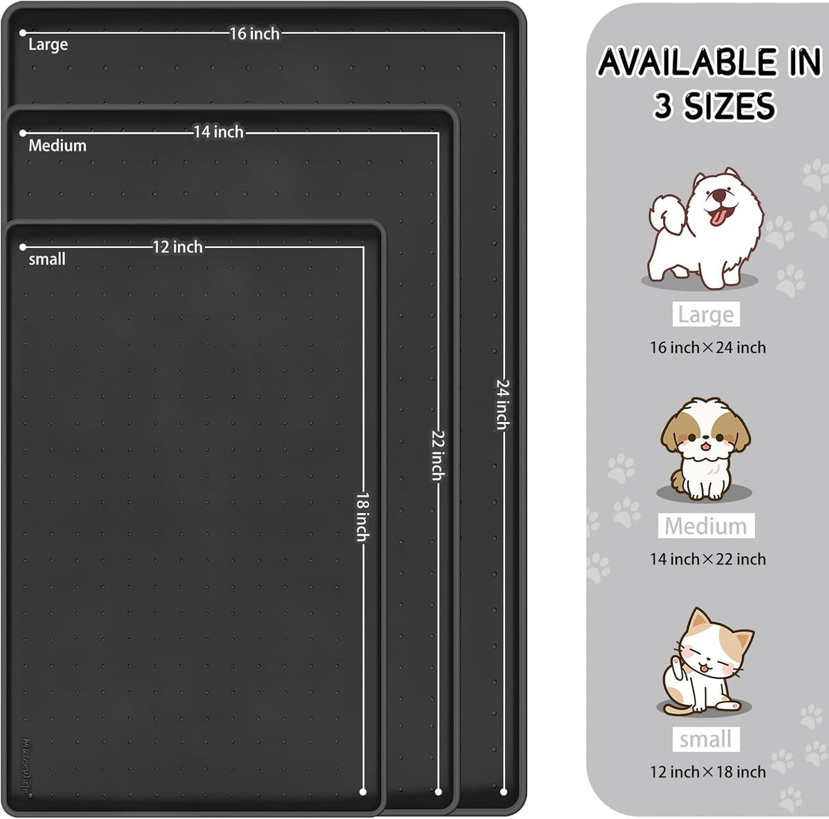 MateeyLife Silicone Cat & Dog Food Mat for Floors Waterproof, Anti-Slip Dog Bowl Mats for Food and