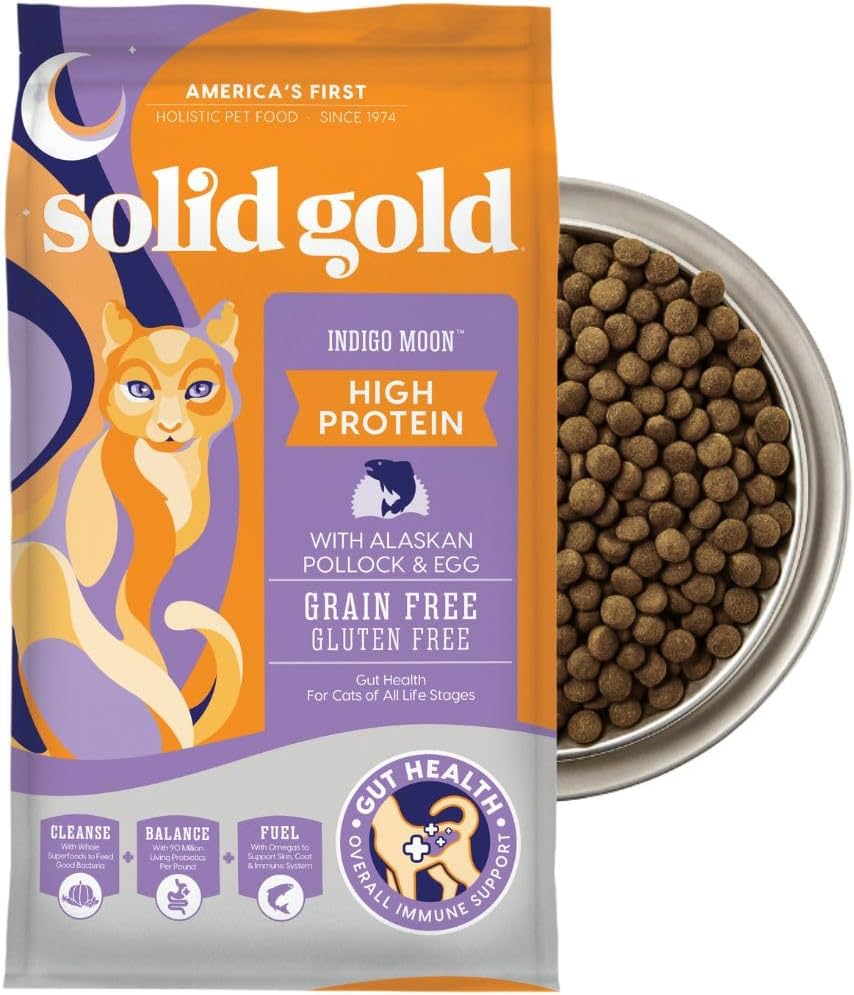 Solid Gold High Protein Dry Cat Food - Grain Free & Gluten Free Alaskan Pollock Cat Dry Food