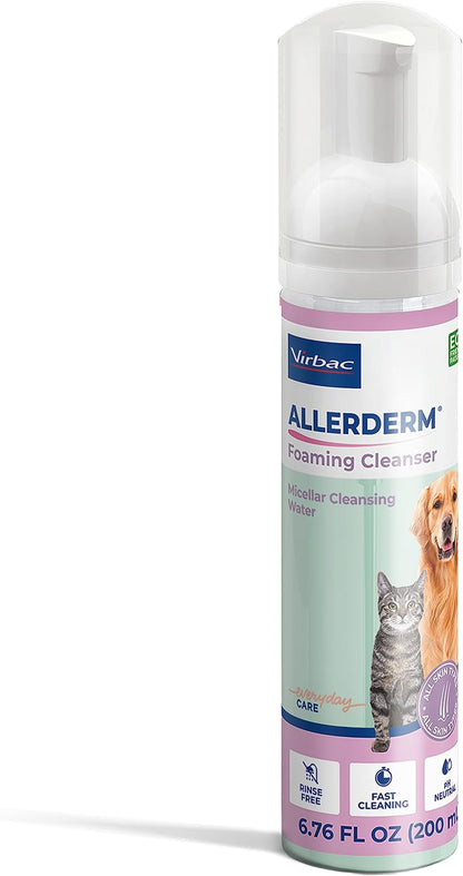 ALLERDERM Foaming Cleanser- Rinse-Free Waterless Micellar Foam for Dogs and Cats with Sensitive