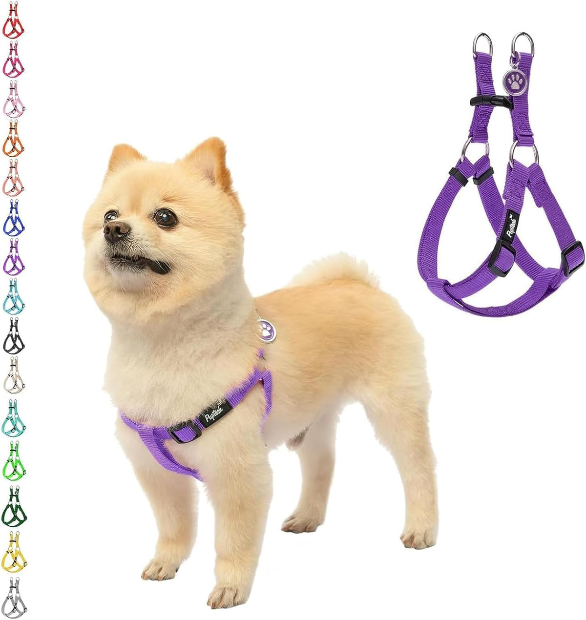 PUPTECK No Pull Dog Harness Soft Adjustable Basic Nylon Step in Puppy Vest Outdoor Walking with ID