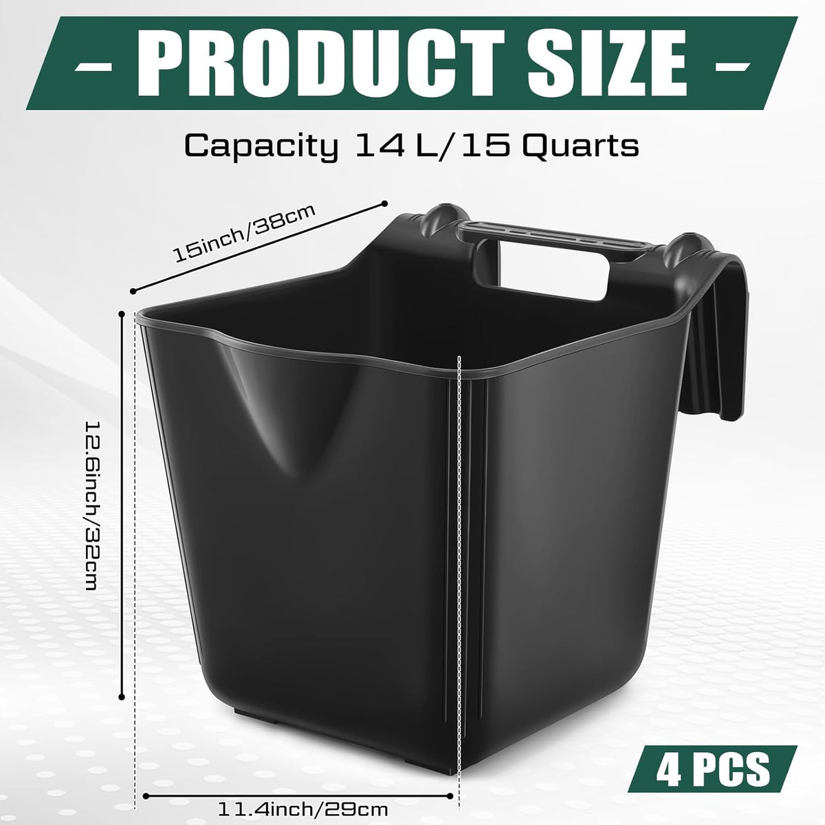 4 Pack 15 Quart Horse Feeders for Stall Hook Over Hanging Fence Hay Feeder Mountable Livestock