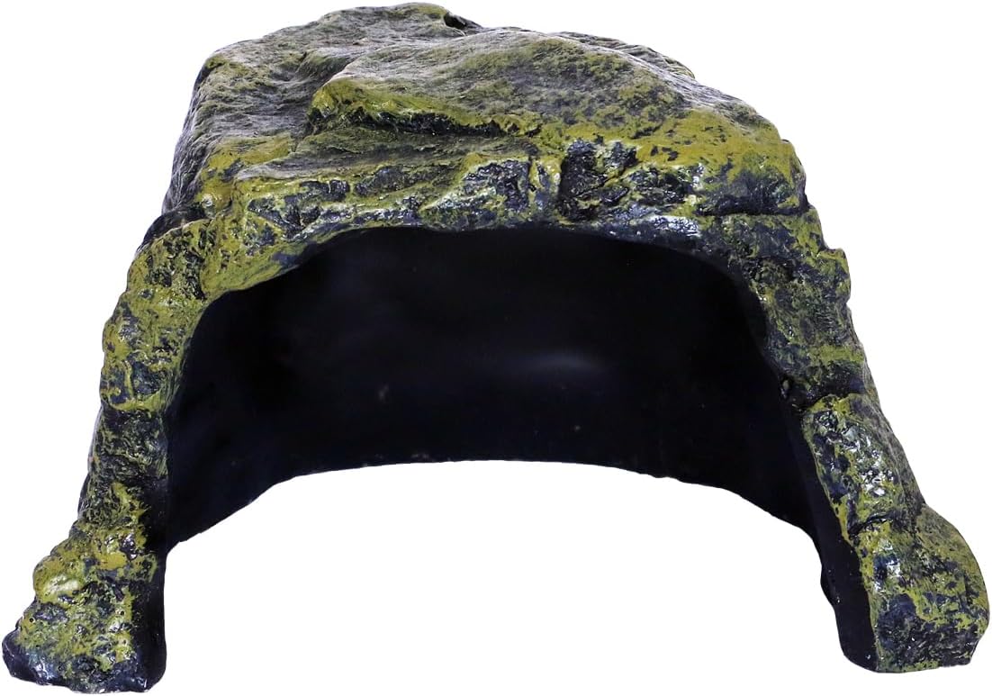 Rock Hide Cave for Reptiles, Amphibians Rock Den - Terrarium & Aquarium Decor, Great for Bearded