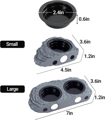 Wacool Magnetic Gecko Ledge - Single Bowl Reptile Feeding Tray with 3 Feeding Cups for Geckos