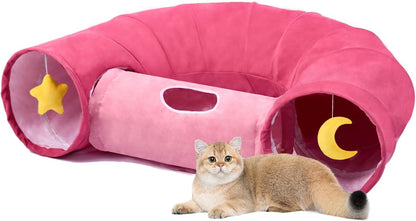 Cat Tunnel, Large Indoor Durable Collapsible Interactive Cat Tube with Peek-A-Boo Hole, Hanging