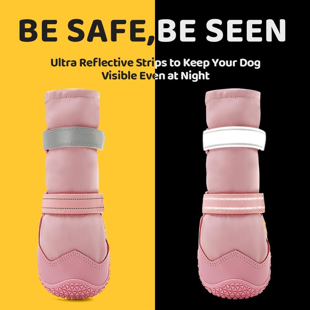Hcpet Dog Shoes, Dog Boots & Paw Protectors for Winter Snowy Days, Rainy Weather, Outdoor Anti-Slip