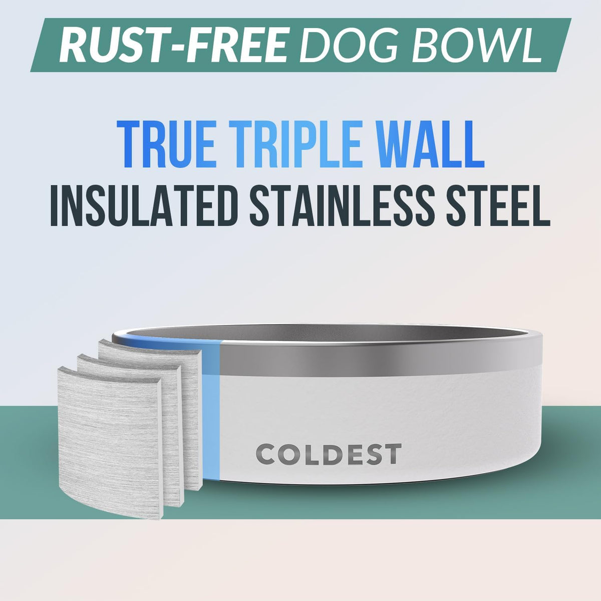 Coldest Dog Bowl - Anti Rust Metal, Non Slip, 3 Layers Insulated Stainless Steel Dog Bowls - Spill