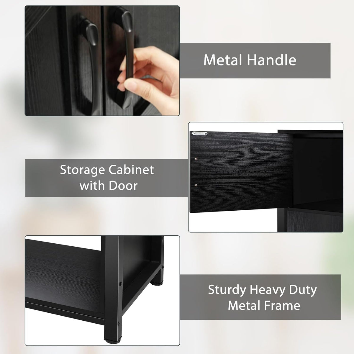 40 Gallon Tank Stand with Cabinet and Power Outlets, Heavy Duty Metal Aquarium Stand for 40-50