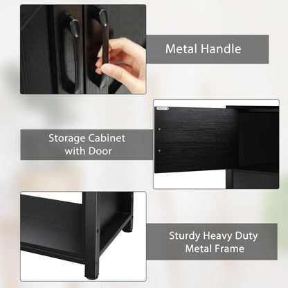 40 Gallon Tank Stand with Cabinet and Power Outlets, Heavy Duty Metal Aquarium Stand for 40-50