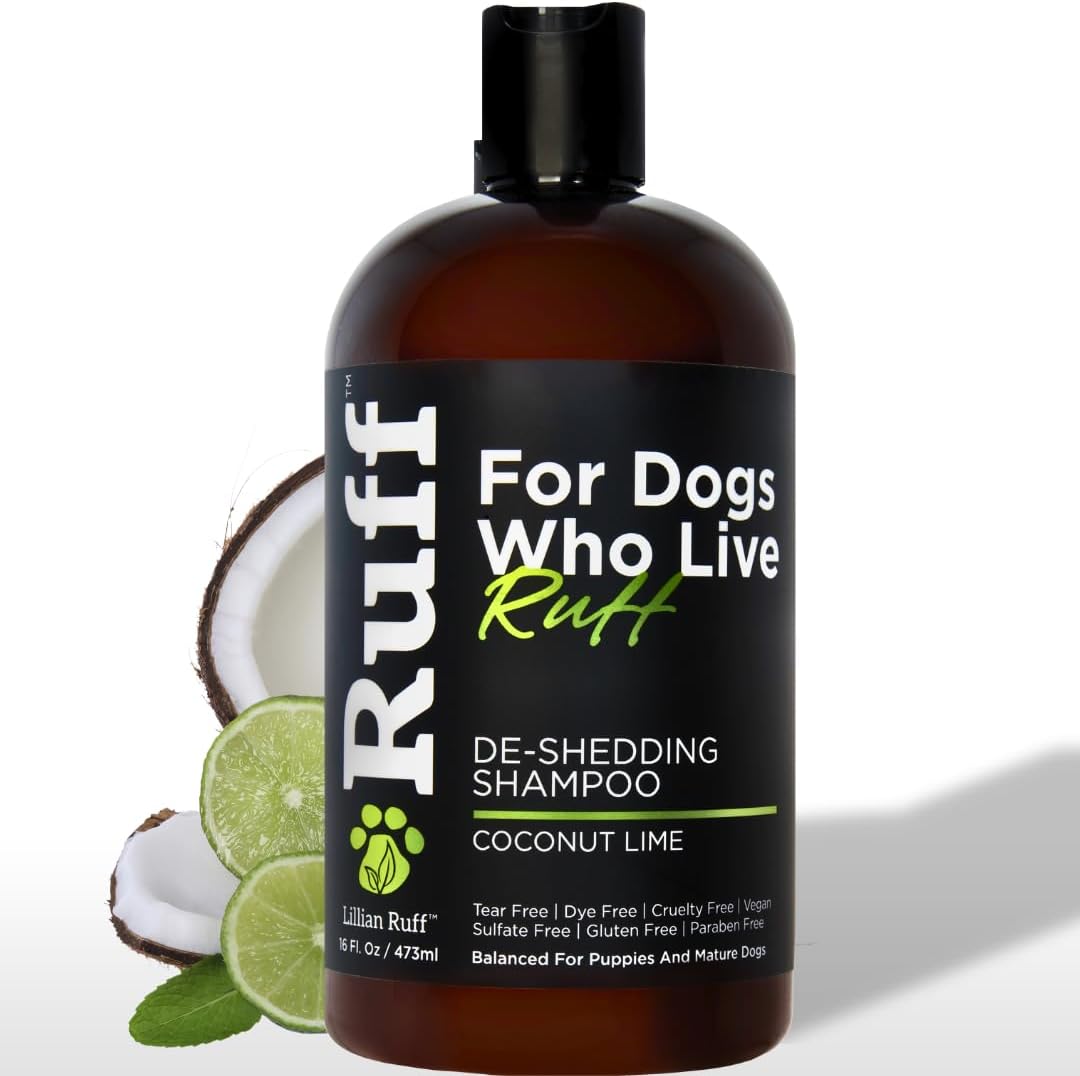 Ruff by Lillian Ruff Deshedding Dog Shampoo | Coconut Lime | Vitamin E, Omega-3, Aloe & Coconut Oil