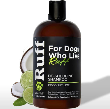 Ruff by Lillian Ruff Deshedding Dog Shampoo | Coconut Lime | Vitamin E, Omega-3, Aloe & Coconut Oil