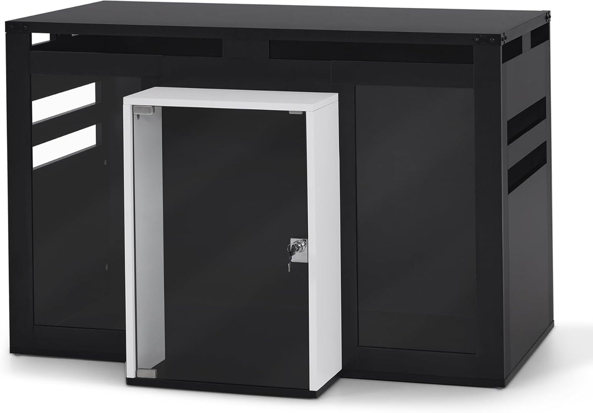 Lovupet Wooden Dog Crate Furniture, Villa Style Dog Kennel for Medium Breed with Glass Door and