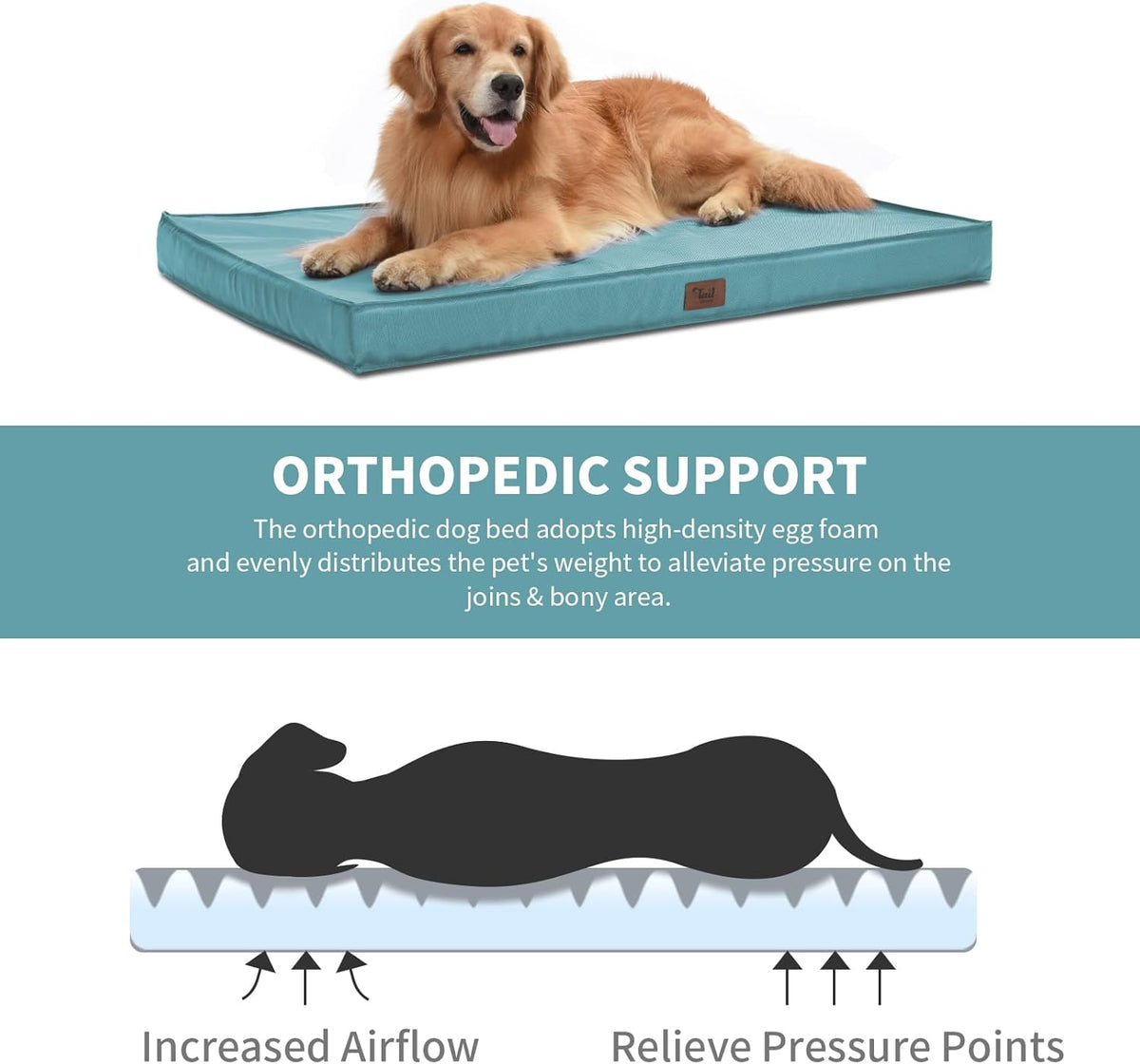 Outdoor Extra Large Dog Bed for Big Dogs, Waterproof Dog Bed for Large Dogs, Egg Crate Foam XL Pet