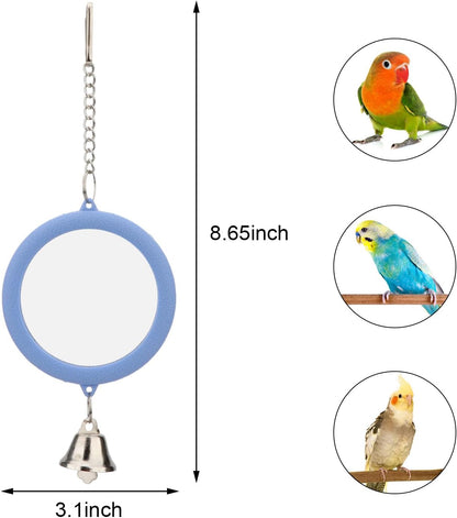 Hypeety Pet Bird Mirror with Bell Interactive Parrot Toy Bird Cage Mirror for Cockatiel Parakeets