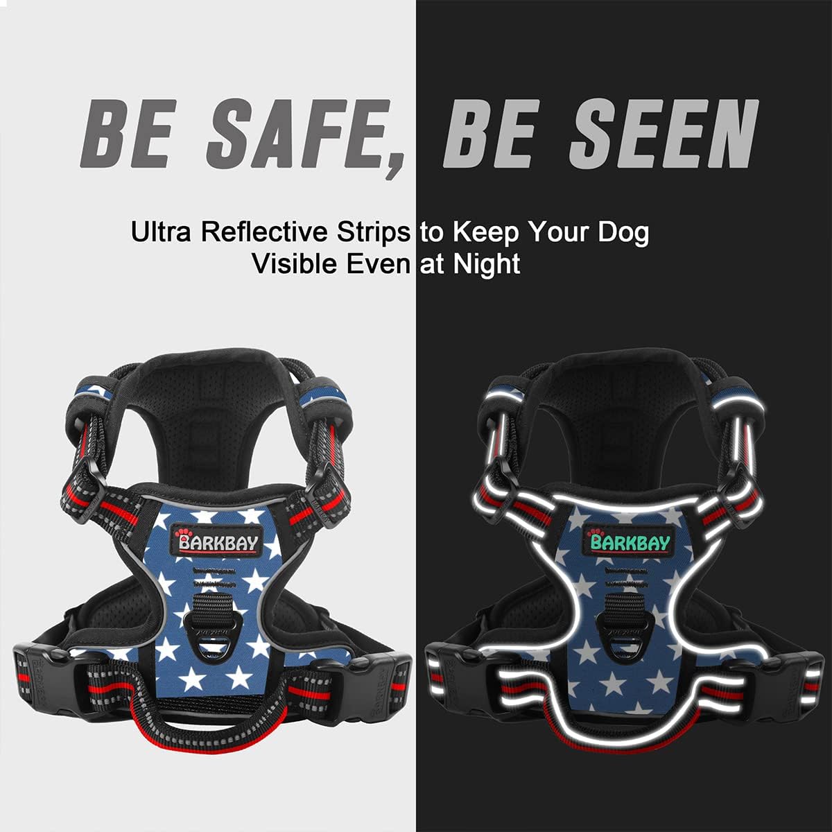 BARKBAY No Pull Dog Harness Front Clip Heavy Duty Reflective Easy Control Handle for Large Dog