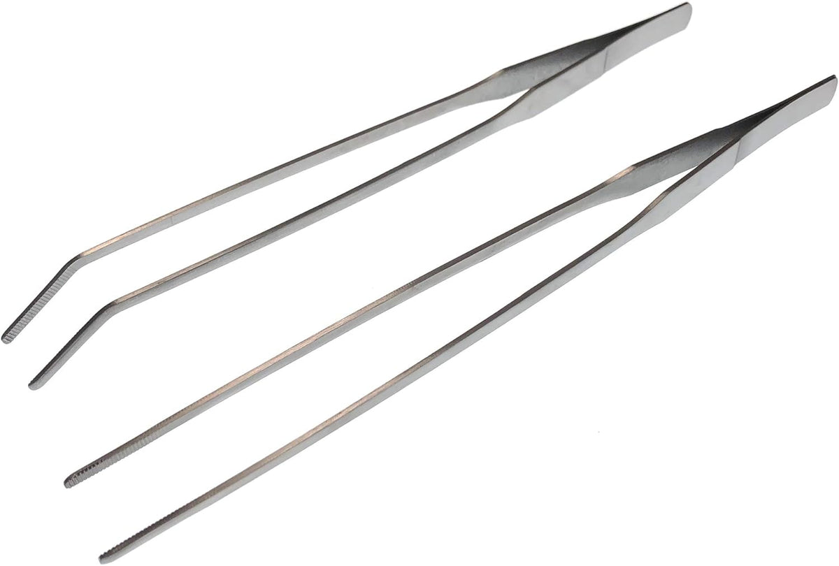 Longjet Kitchen Tweezers Metal Tongs for Cooking - Reptile Feeding Tongs for Gecko, Bearded Dragon